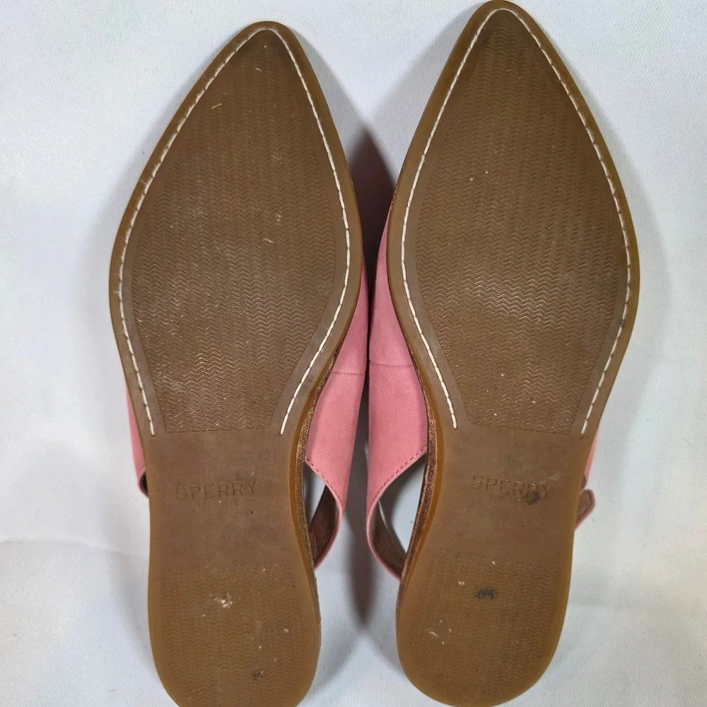 Sperry Saybrook Slingback Loafers Women 7 Pink Snakeskin Nubuck Flats Adjustable